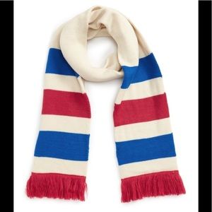 BP Varsity Stripe Oblong Scarf Cream, Blue, Red